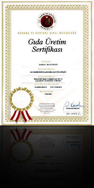 T.K.İ.B. Gıda Üretim İzin Belgesi KAFKAS Ballı Polen (06-00006-00012-0)